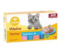 Carrefour COMPANINO - Pâtée Savoureuse en Terrine, Recette Saumon & Fruits de Mer, Lot 4x100g - Lot de 4 - Vendu par Lot