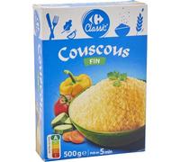 CARREFOUR - Couscous Fin Prêt à Cuisiner, Texture Légère et Saveur Authentique (500g) - Le Lot De 4
