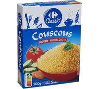 CARREFOUR - Couscous Grain Moyen, Texture Légère et Parfaite pour Accompagnements Savoureux (Boîte 500g) - Le Lot De 6