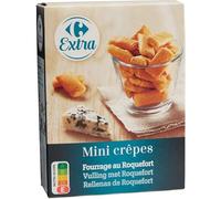 CARREFOUR EXTRA Biscuits apéritifs mini crêpes fourrées au Roquefort - Format pratique 65g en boîte individuelle - Lot de 4