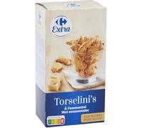 CARREFOUR EXTRA - Biscuits Apéritifs Mini Torsades Feuilletées Emmental - Pur Beurre · Recette Craquante et Légère - la boite de 125g - Le Lot De 4