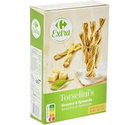 CARREFOUR EXTRA - Biscuits Apéritifs Torsades Feuilletées Gruyère et Epinard - Pur Beurre · Recette Craquante et Légère - la boite de 100g - Le Lot De 4