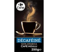 CARREFOUR EXTRA Café Moulu Décaféiné 100% Arabica - 250g - Torréfaction Artisanale pour une Tasse Savoureuse à Toute Heure - Lot de 3