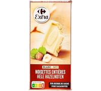 CARREFOUR EXTRA - Chocolat Blanc Onctueux Aux Noisettes Entières, Plaisir Croquant, 200g - Lot De 4