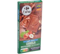 CARREFOUR EXTRA - Chocolat Lait Fondant Au Gianduja, Noisettes Entières Texture Gourmande, Tablette 200g - Lot De 4