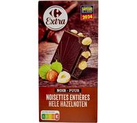CARREFOUR EXTRA - Chocolat Noir Intense, Noisettes Entières Texture Croquante, 200g - Lot De 4