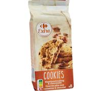 CARREFOUR EXTRA - Cookies Gourmands Fourrés Noisettes et Chocolat, Texture Fondante (Paquet 200g) - lot de 4 - Vendu par Lot