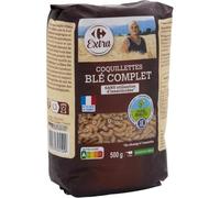 CARREFOUR EXTRA - Pâtes Coquillettes En Blé Complet, Texture Fondante Et Gourmande, 500g - Lot De 4