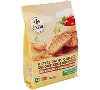CARREFOUR EXTRA Petits Pains Grillés au Blé Complet 225 g - Sans Huile de Palme, Texture Croustillante - Lot de 4