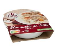 CARREFOUR EXTRA - Plat Cuisiné - Blanquette de Veau et Son Riz · Sans Conservateur ni Colorant · Prêt en 2 min au Micro-Ondes · 1 Portion - la barquette de 285g - Le Lot De 4