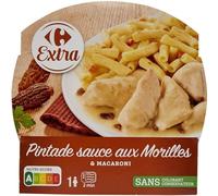CARREFOUR EXTRA - Plat Cuisiné Pintade aux Morilles, Macaroni Fondant et Saveurs Authentiques (Barquette 300g) - Le Lot De 3
