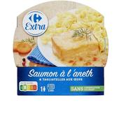 CARREFOUR EXTRA - Plat Cuisiné Saumon Savoureux, Pâtes Tagliatelle Fondantes (300g) - lot de 4 - Vendu par Lot