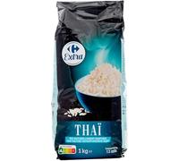 CARREFOUR EXTRA - Riz Thaï Long - Riz naturellement parfumé · Prêt en 12 min - le paquet d'1Kg - Le Lot De 4