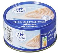 CARREFOUR EXTRA Thon Entier Albacore au Naturel 140g - Pêche Responsable, Thon en Tranches, Ingédients Simples - Lot de 4