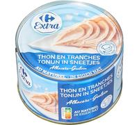 CARREFOUR EXTRA Thon Entier Albacore au Naturel 280g - Thon en Tranches, Pêche Responsable, Nutriscore A - Lot de 3