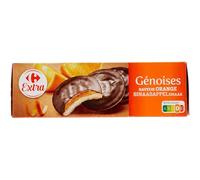 CARREFOUR - Gâteaux Génoises Orange et Chocolat, Alliance Gourmande et Moelleuse (Boîte 150g) - lot de 4 - Vendu par Lot