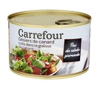 CARREFOUR - Gésiers de Canard Confits - Cuits dans la Graisse de Canard - Spécialité Française - Idéal Salades Gourmandes - la boîte de 212g net Égoutté - 410g - Le Lot De 3