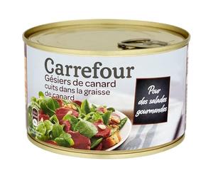 CARREFOUR - Gésiers de Canard Confits - Cuits dans la Graisse de Canard - Spécialité Française - Idéal Salades Gourmandes - la boîte de 212g net Égoutté - 410g - Le Lot De 3