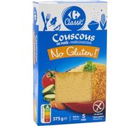 CARREFOUR NO GLUTEN ! Couscous de maïs sans gluten en boîte de 375 g - Semoule de maïs prête en 5 minutes - Idéal pour une alimentation équilibrée et sans gluten - Lot de 3