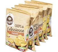 CARREFOUR ORIGINAL Chips à l'Ancienne Nature - 6 sachets individuels de 30 g - Pommes de terre origine France - Sans huile de palme - Format pratique pour apéritifs et snacks - Lot de 6