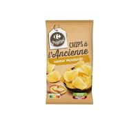 CARREFOUR ORIGINAL - Chips Saveur Moutard à l'Ancienne - Sans Huile de Palme · Pomme de Terre Origine France · Extra Croustillantes · Recette à l'Ancienne - le paquet de 150g - Le Lot De 4