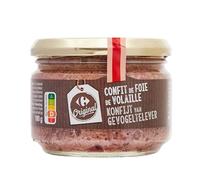 CARREFOUR ORIGINAL Confit de foie de volaille en pot verre - 180 g - Recette traditionnelle à l'ancienne, foie de dinde origine France - Lot de 4
