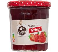 CARREFOUR ORIGINAL Confiture de Fraises en Pot de Verre 370 g - Préparée avec 50 g de Fruits pour 100 g - Saveur Naturelle et Équilibrée - Lot de 4