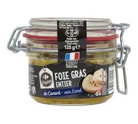 CARREFOUR ORIGINAL Foie Gras Entier de Canard Français - Bocal en Verre 125g - Ingrédients Simples et Origine France - Conserves Épicerie Salée - Lot de 2