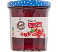 CARREFOUR ORIGINAL Gelée de groseille en bocal de 370 g, préparée avec 50 g de fruits pour 100 g, saveur authentique des fruits rouges du terroir - Lot de 4
