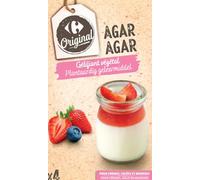 CARREFOUR ORIGINAL Gélifiant végétal agar-agar en sachets - 4 sachets de 8 g chacun - Idéal pour crèmes, gelées et mousses végétales - Lot de 4