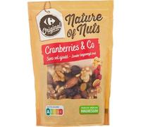 CARREFOUR ORIGINAL - Mélange Fruits Secs et Fruits à Coque aux Cranberries - Amandes, Noix et Raisins Secs - Snack Nature Sans Sel Ajouté · Source de Magnésium - le sachet de 180 g - Le Lot De 4