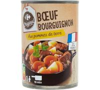 CARREFOUR ORIGINAL - Plat Cuisiné Bœuf bourguignon - Aux Pommes de Terre · Prêt en 3 min au Micro-Ondes ou Casserole 10 min · Bœuf Origine France - la boîte de 400g - Le Lot De 4