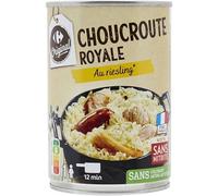 CARREFOUR ORIGINAL - Plat Cuisiné - Choucroute Royale au Riesling · Sans Colorant ni Arôme Artificiel · Prêt en 5 min au Micro-Ondes ou Casserole 12 min - la boîte de 400g - Le Lot De 4