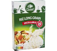 CARREFOUR - Riz Long Incollable 20 min | Texture savoureuse et onctueuse | Idéal pour vos plats gourmands | la boite d'1Kg | LOT DE 4