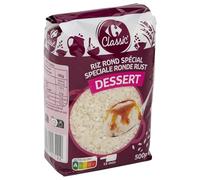 CARREFOUR - Riz Rond Spécial Dessert | Onctueux et savoureux | Idéal pour vos recettes gourmandes | la boite de 500g | LOT DE 4