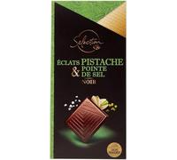 CARREFOUR SELECTION - Chocolat Noir 64% aux Éclats de Pistaches et Fleur de Sel - la tablette de 100g - Le Lot De 5