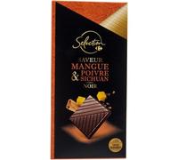 CARREFOUR SELECTION - Chocolat Noir 82,4% Mangue Poivre Sichuan avec Crêpe Dentelle - la tablette de 100g - Le Lot De 5