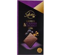 CARREFOUR SELECTION - Chocolat Noir Intense aux Éclats de Cassis et Crumble Croquant (100g) - Le Lot De 4