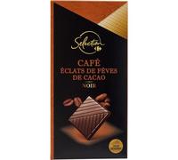 CARREFOUR SELECTION - Chocolat Noir Intense, Café et Éclats Croquants de Fèves de Cacao, 100g - Lot De 4