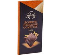 CARREFOUR SELECTION Tablette Chocolat Noir Écorces d'Orange Confites 100g - Tablette Artisanale aux Cubes d'Orange Confite et Huile Essentielle d'Orange - Lot de 6