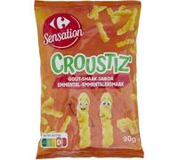 CARREFOUR SENSATION Biscuits apéritifs soufflés goût emmental - Sachet individuel de 90 g - Semoule de maïs et arôme naturel au fromage - Lot de 6