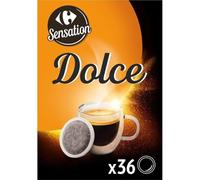 CARREFOUR SENSATION Café Dosettes Doux Dolce Compatible Senseo - 36 dosettes - 267 g - Boîte en carton recyclable - Lot de 3