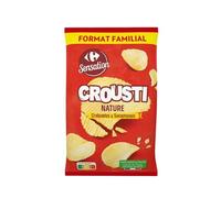 CARREFOUR SENSATION - Chips Crousti nature - Craquantes et Savoureuses · Sans Huile de Palme · Pomme de Terre Origine France · Format Familial - le paquet de 270g - Le Lot De 4