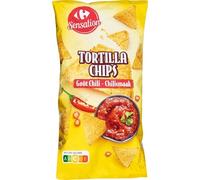 CARREFOUR SENSATION Chips tortilla au Chili, sachet de 200g, croustillantes et épicées, apéritif savoureux - Lot de 4