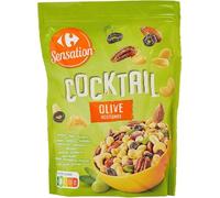 CARREFOUR SENSATION - Cocktail Olive - Mélange de Cacahuètes, Amandes, Noix de Cajou, Pistaches, Noix de Pécan et Olives - Snack Apéritif - le sachet de 200 g - Le Lot De 4