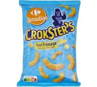 CARREFOUR SENSATION - Crokster’s Goût Fromage - Snacks Soufflés au Maïs Saveur Fromage pour Apéritif - le sachet de 75 g - Le Lot De 4