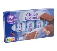 CARREFOUR SENSATION - Gaufrettes Fourrées au Chocolat au Lait et Noisettes - Croustillantes - le paquet de 190g - Le Lot De 5