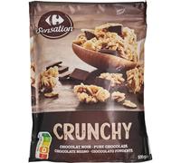 CARREFOUR SENSATION Mélange de céréales croustillantes 500g avec carrés de chocolat noir - Pouch refermable pour petit déjeuner équilibré - Lot de 4
