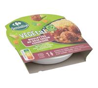 CARREFOUR SENSATION - Plat Cuisiné Végétarien aux Boulettes de Soja Façon Couscous - Source de Protéines - Prêt en 2 min au Micro-Ondes - 1 Portion - la barquette de 300g - Le Lot De 4