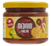 CARREFOUR SENSATION Sauce Salsa Medium en pot de 315g, tomates en dés 32% et poivrons verts, recette onctueuse aux épices mexicaines - Lot de 4
